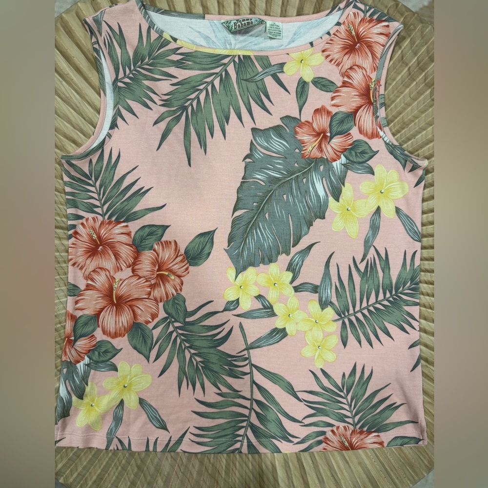 Tommy Bahama Pink Floral Tank Top 75% silk